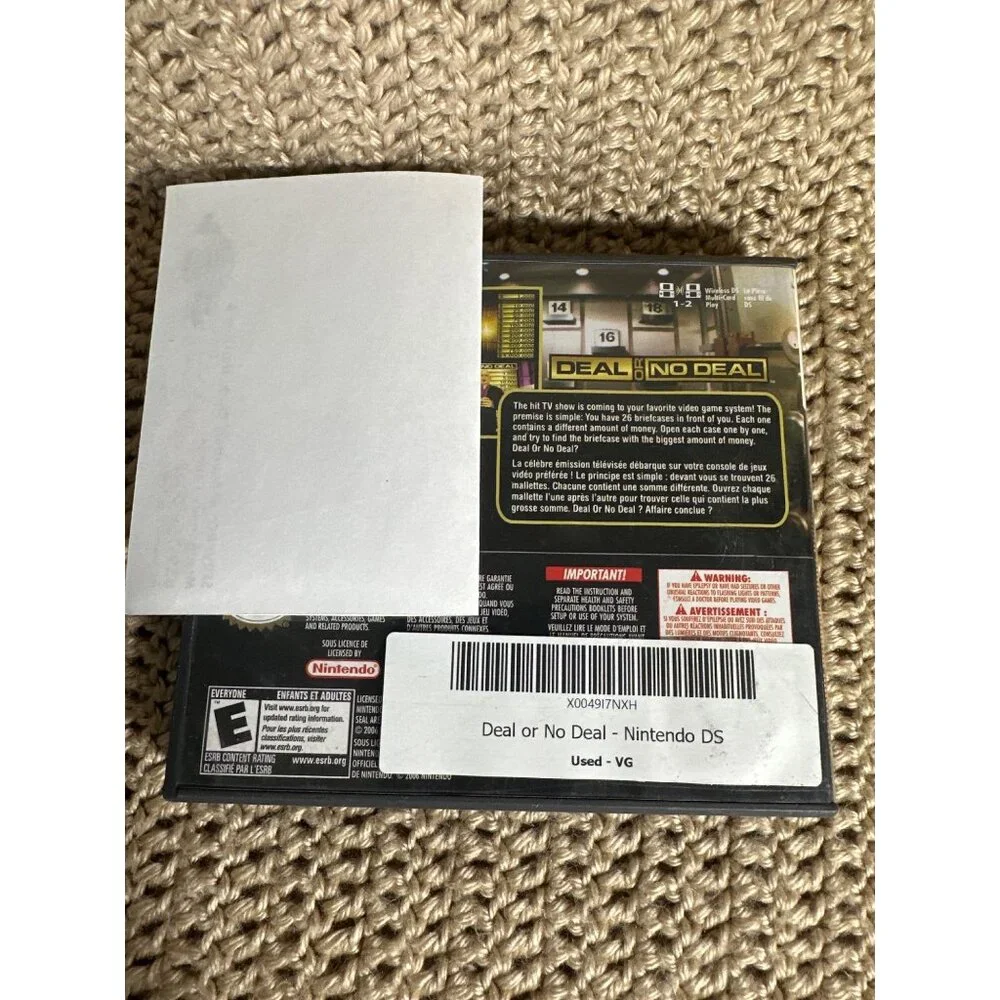 Deal Or No Deal Nintendo DS Game with Case